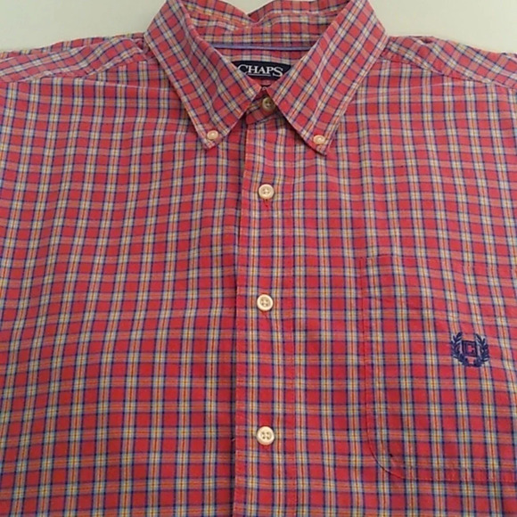 CHAPS EASY CARE BUTTON SOFT, COTTON BLEND, PLAID SHIRT - Picture 7 of 8